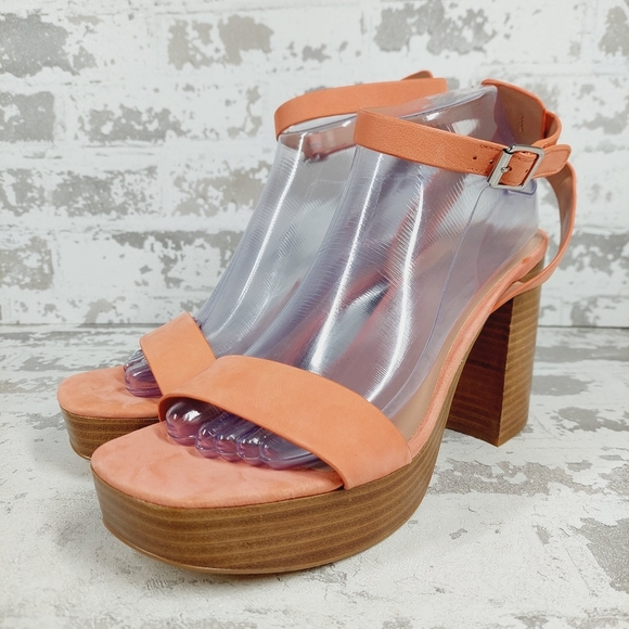 New Nordstrom Anita Leather Peach Platform Ankle Buckle Sandals A136 - Picture 2 of 12